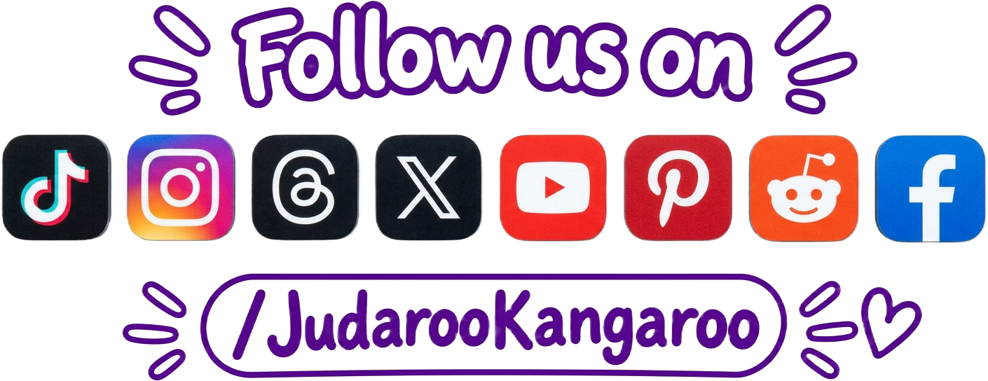 Follow us on TikTok, Instagram, Threads, X, YouTube, Pinterest, Reddit and Facebook — /JudarooKangaroo